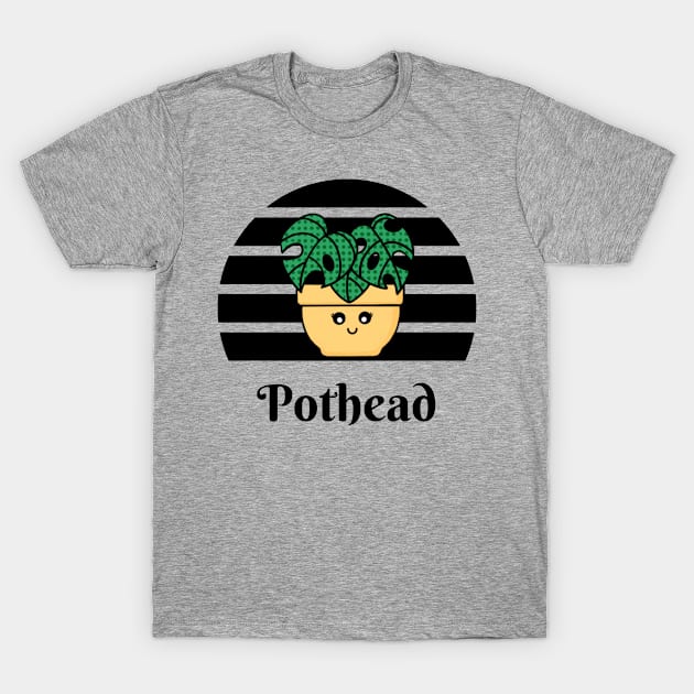 Pothead with Monstera Plant T-Shirt by Midnight Pixels